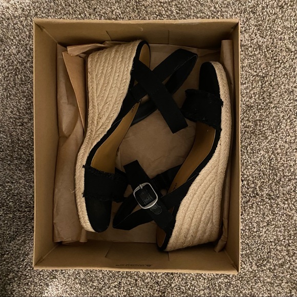 Lucky Brand | Marceline Espadrille Wedge Sandals | Size 8.5 | Black Low Wedge - Picture 3 of 4